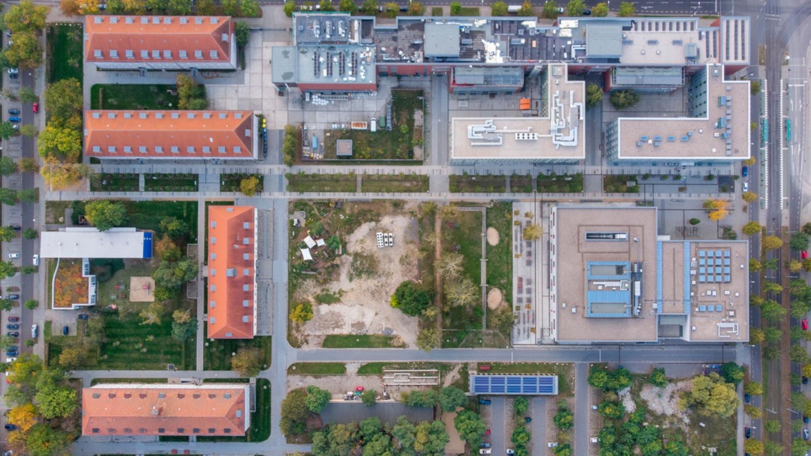 Luftbild des Campus Kiepenheuerallee im Jahr 2020