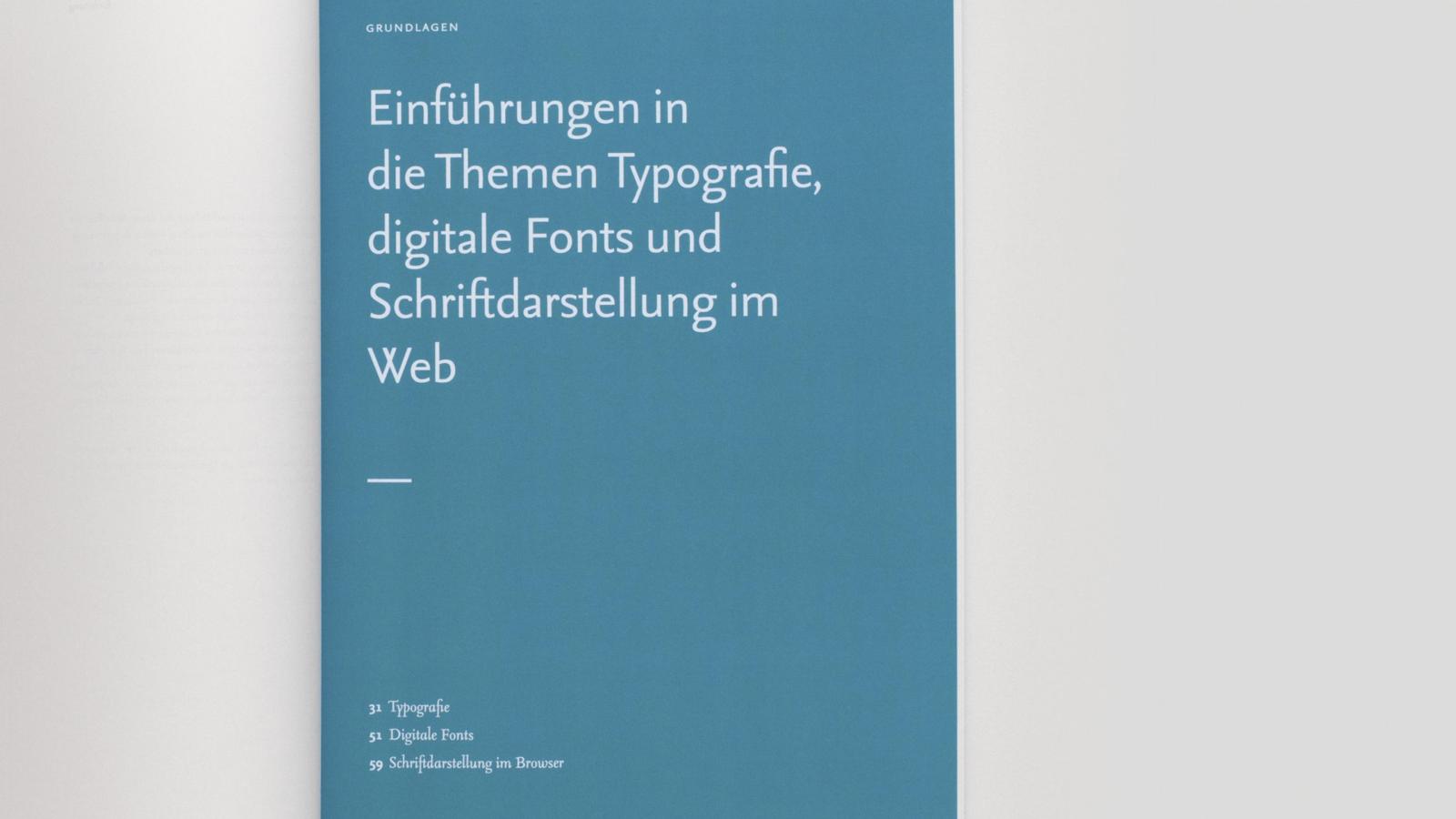 Ansicht einer Kapitelseite des Handbuchs. Der Titel des Kapitels lautet: Einführung in die Themen Typografie, digitale Fonts und Schriftdarstellung im Web.