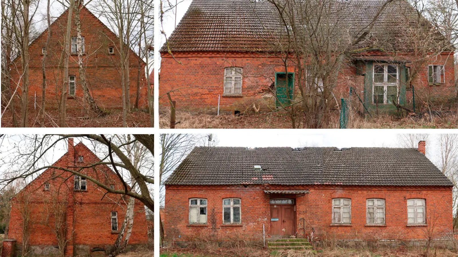 Ansichten der Fassaden des Wohnhauses mit Schadensbild