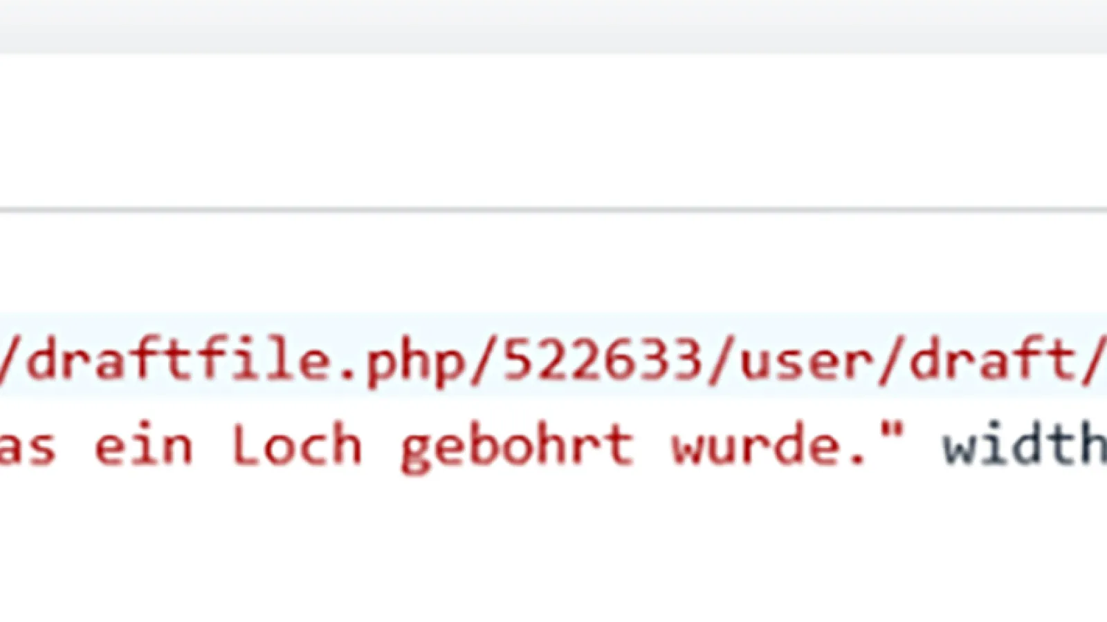Screenshot eines Quellcodes mit fehlerhaftem Dateinamen, hier haben sich noch Zahlen nach der Dateiendung eingeschlichen.