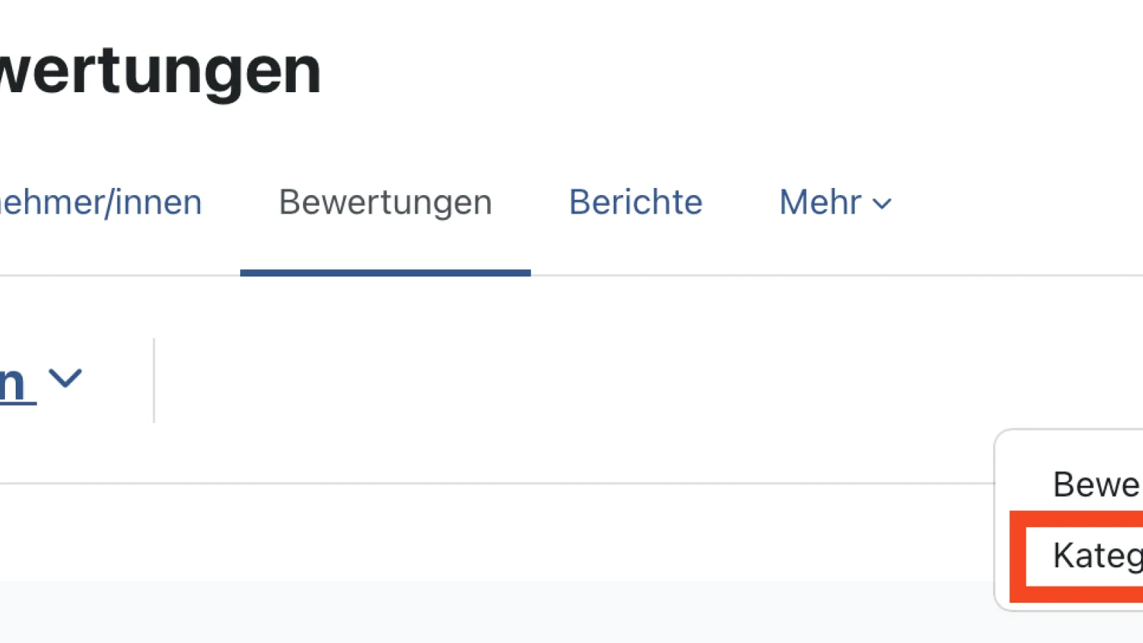 Moodle "Setup für Bewertungen" Benutzeroberfläche, die Felder "Hinzufügen" und "Kategorie hinzufügen" sind Rot hervorgehoben