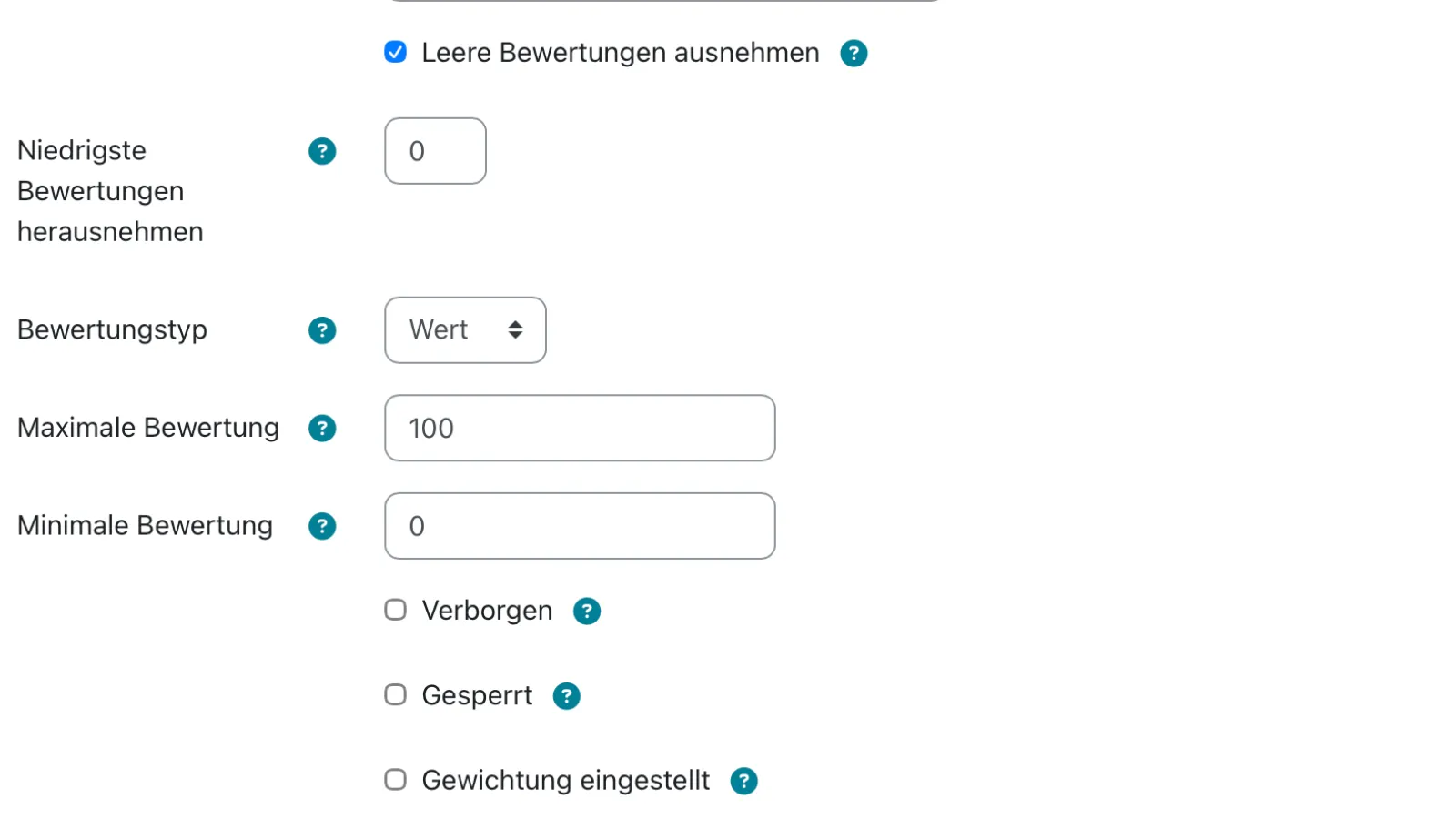 Moodle "Neue Kategorie" Benutzeroberfläche