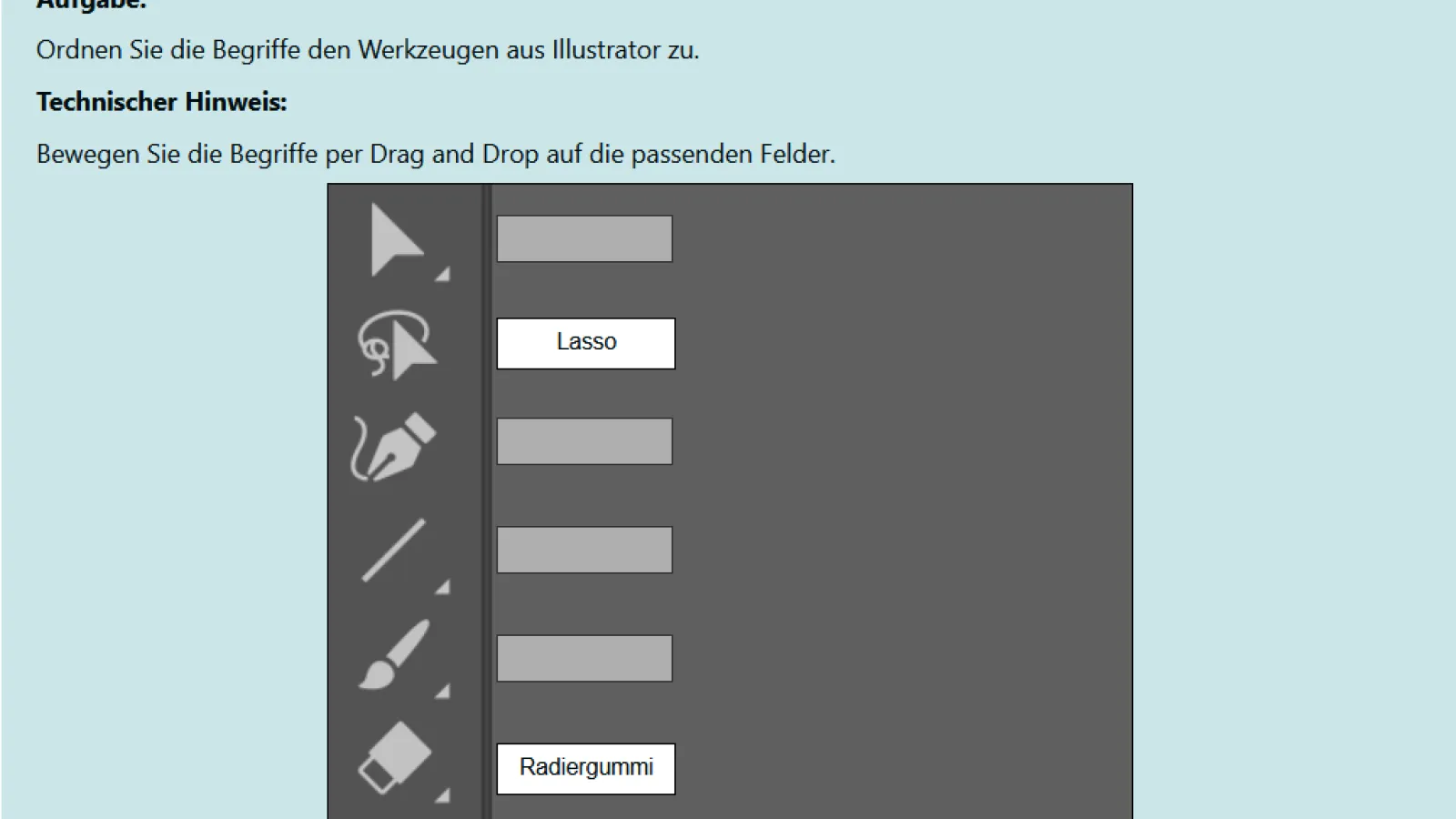 Screenshot aus der Werkzeugleiste des Programms Illustrator