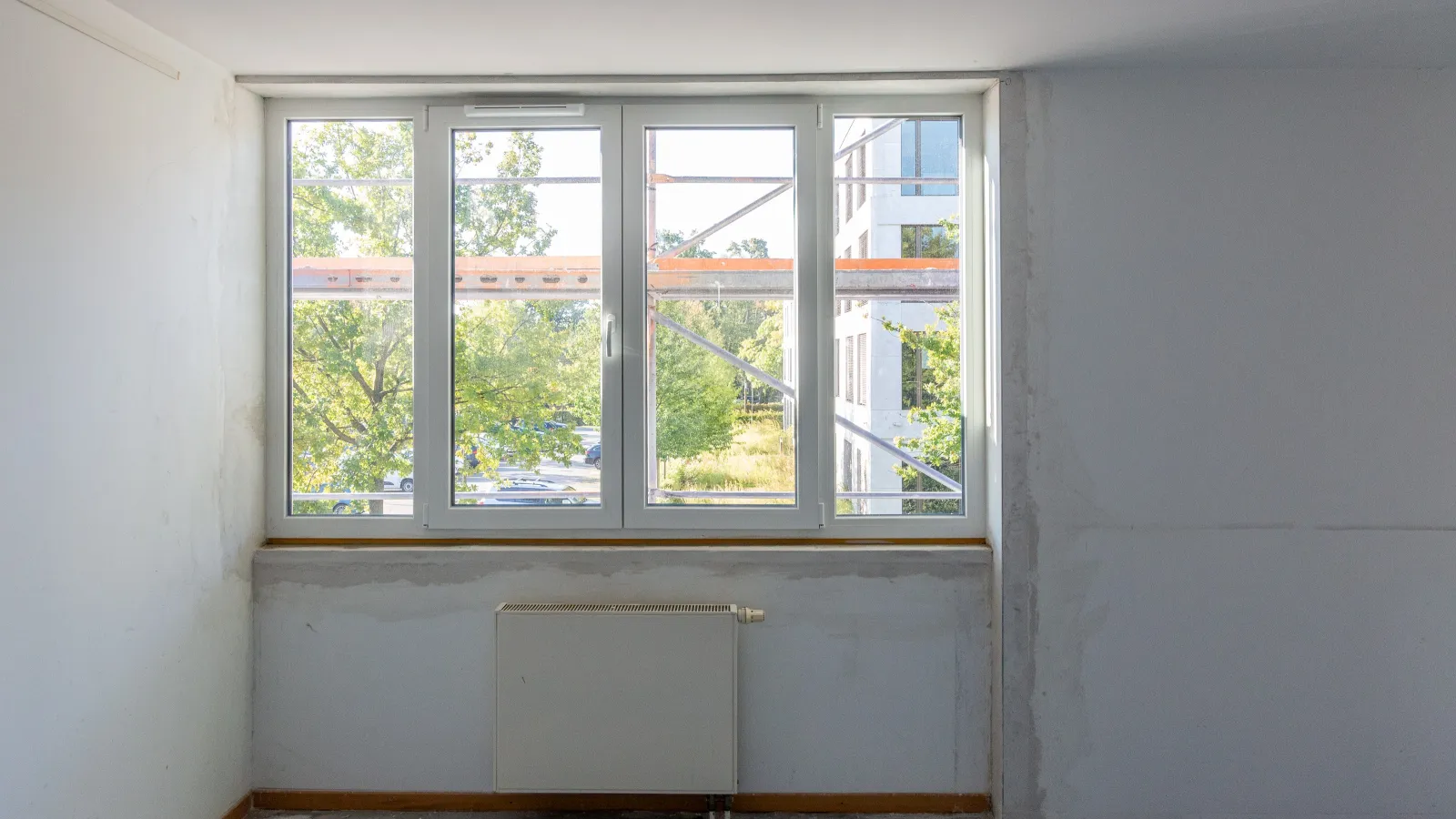 Innenansicht einer Wohnung des Internationalen Begegenungszentrums (IBZ) im Rohbau