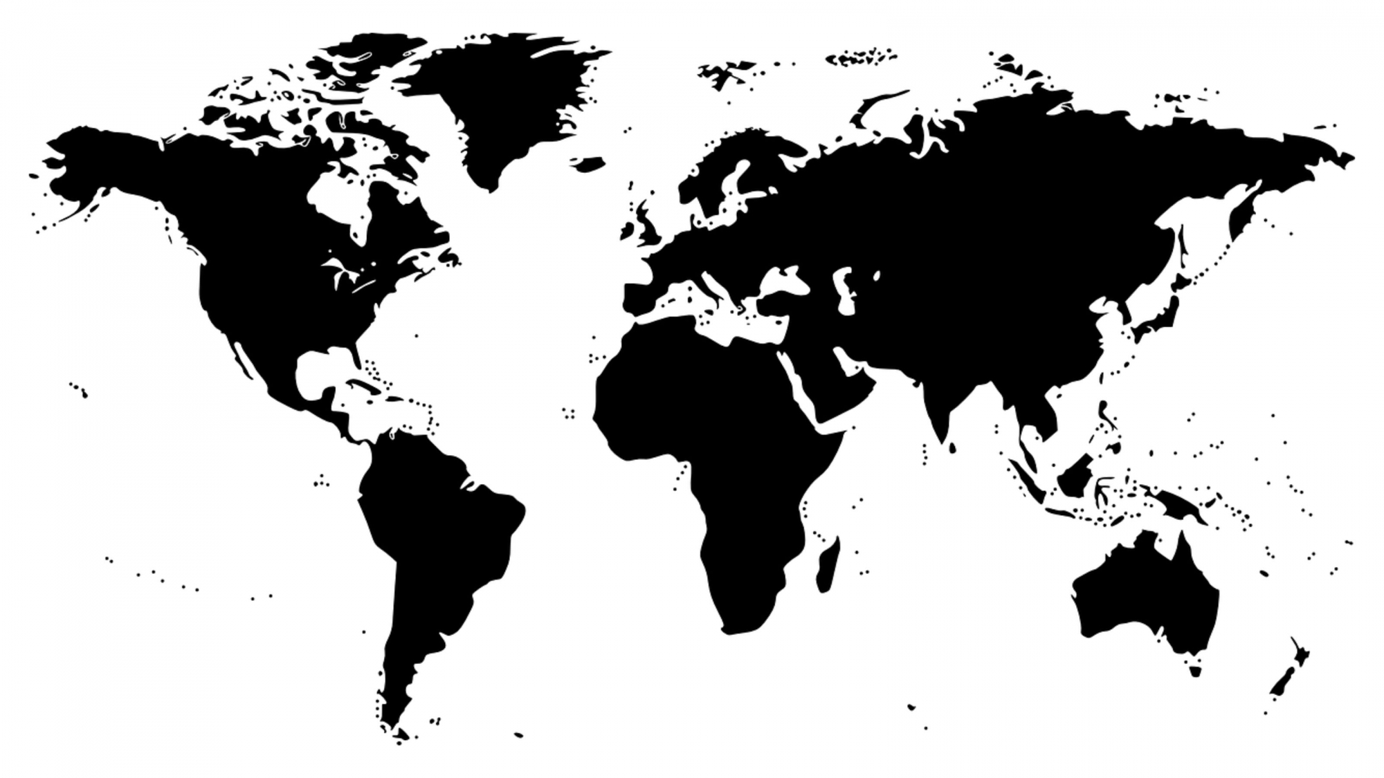 Silhouette der Kontinente als Weltkarte