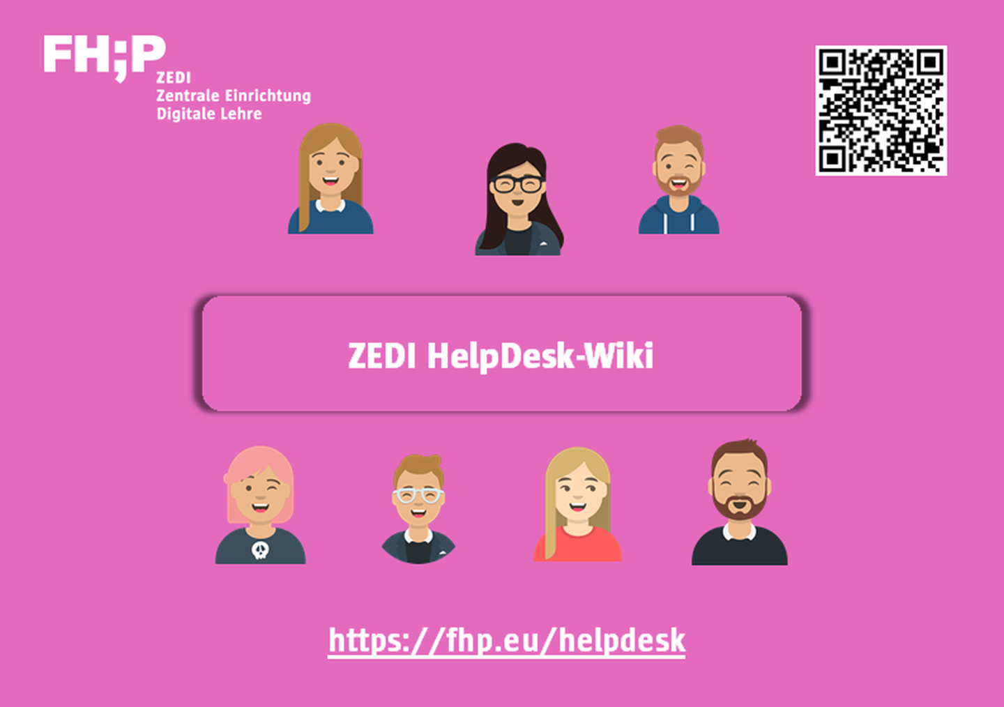 Pinker Flyer vom ZEDI HelpDesk-Wiki mit Avataren