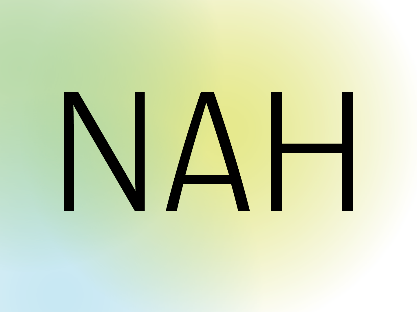 Schriftzug „NAH“ auf farbigem Hintergrund
