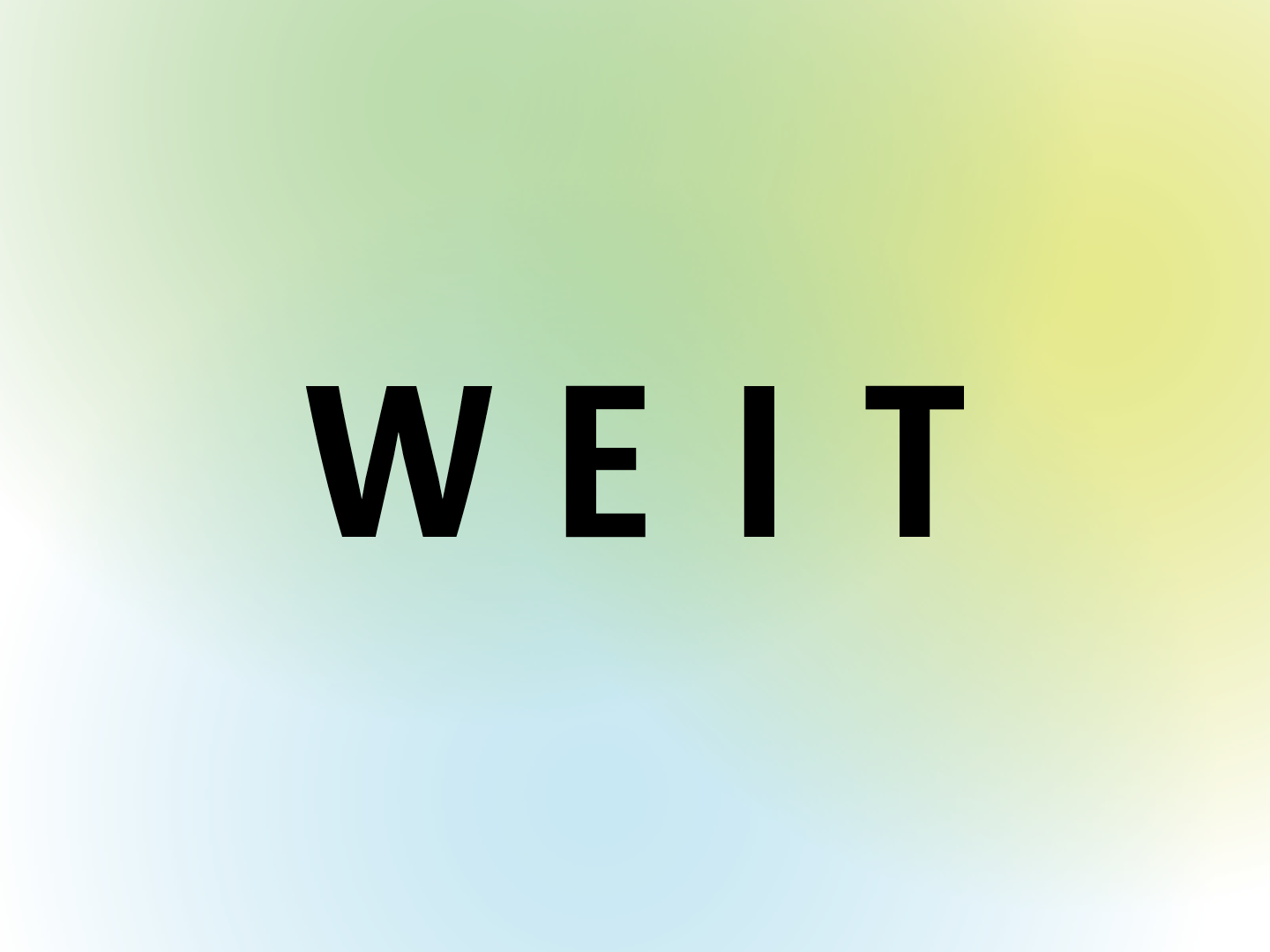 Schriftzug „WEIT“ auf farbigem Hintergrund