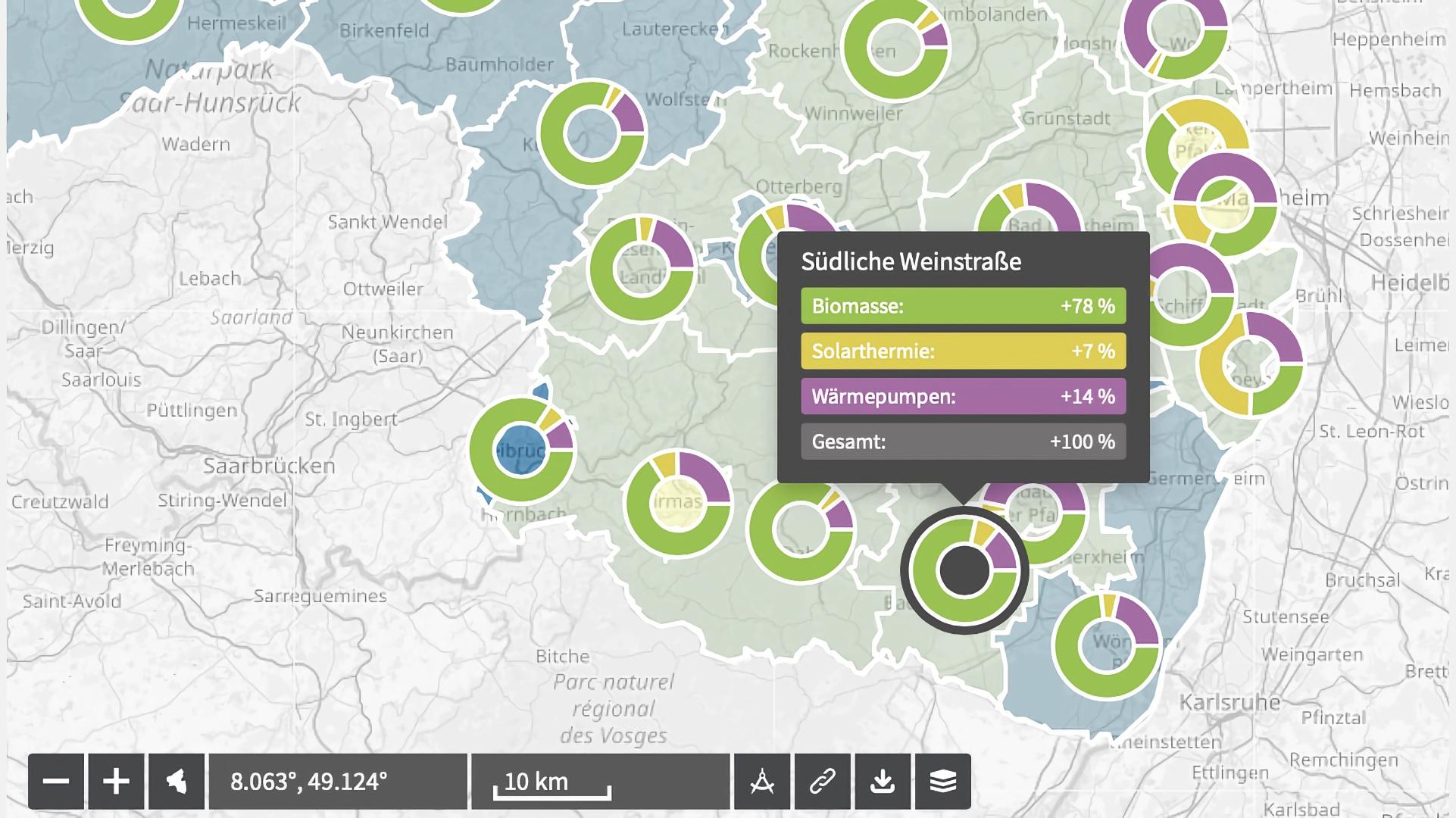 Screenshot des Energieatlas Rheinland-Pfalz