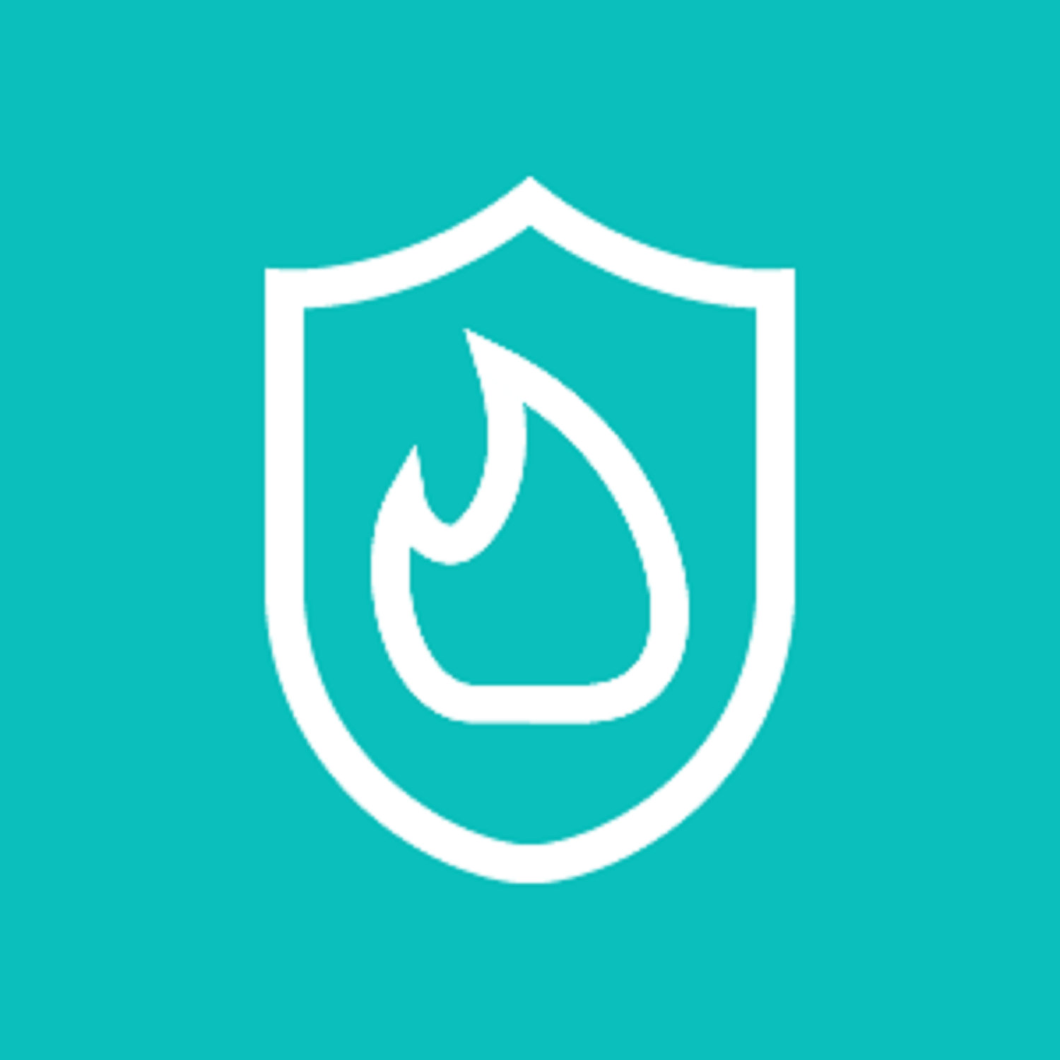 Logo Arbeitsschutz Digital - Weiße Flamme und Wappen auf türkisem Hintergrund