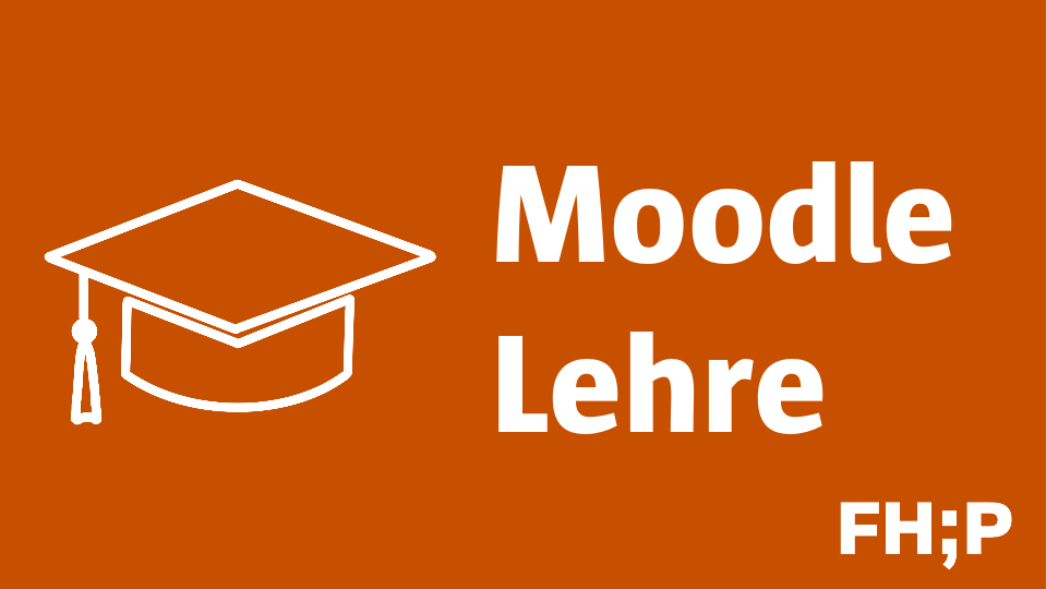 Bild mit Doktorhut-Icon und der Aufschrift "Moodle Lehre"