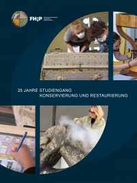 Cover der Jubiläumsbroschüre des Studiengangs Konservierung und Restaurierung