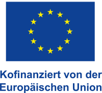 Logo: Kofinanziert von der Europäischen Union - Blauer Untergrund mit Sternen im Kreis