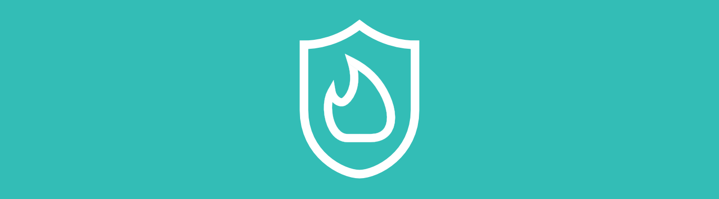 Logo Arbeitsschutz Digital - Weiße Flamme und Wappen auf türkisem Hintergrund
