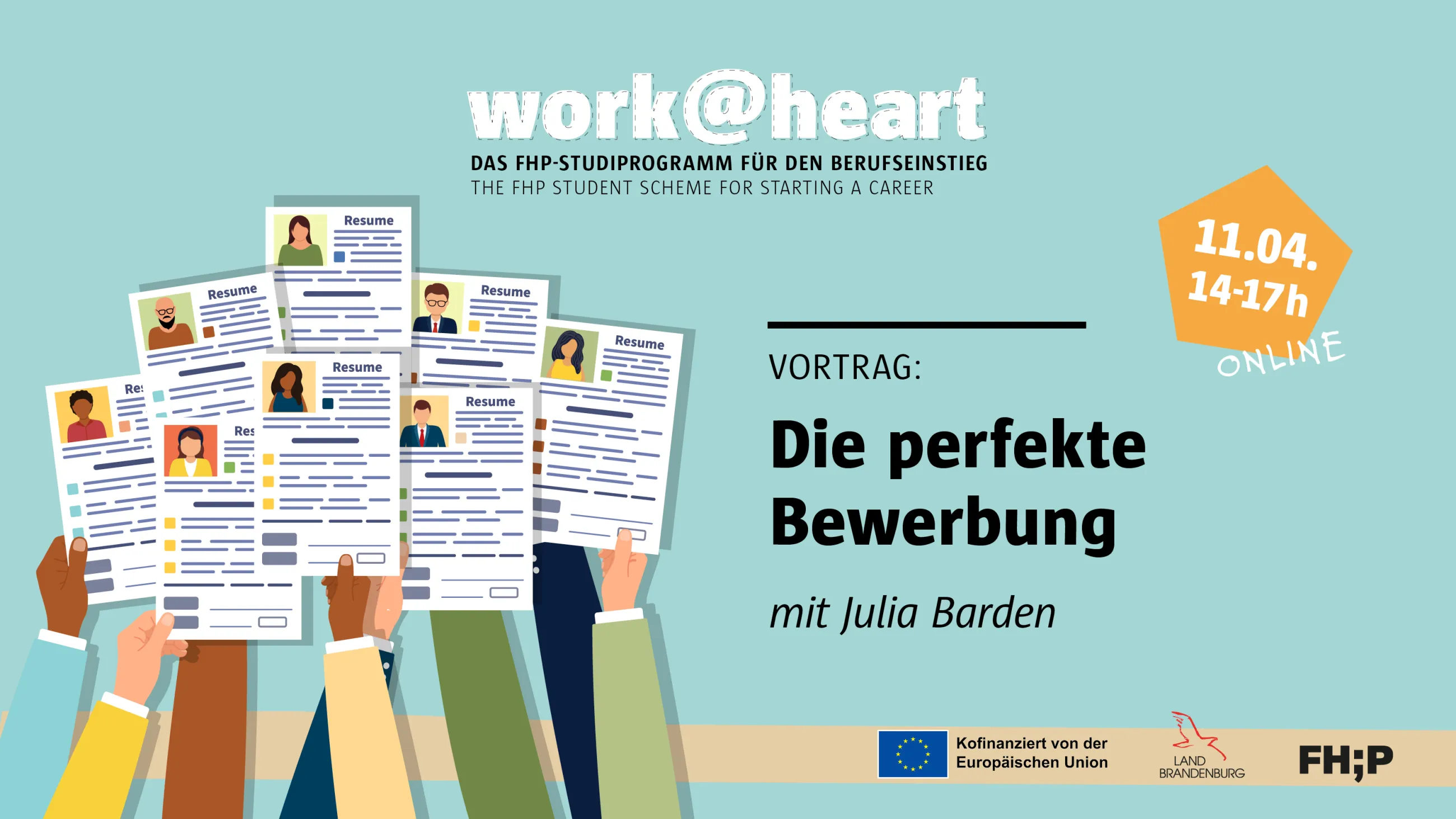 Illustration mehrerer Hände, die ihren Lebenslauf hochhalten