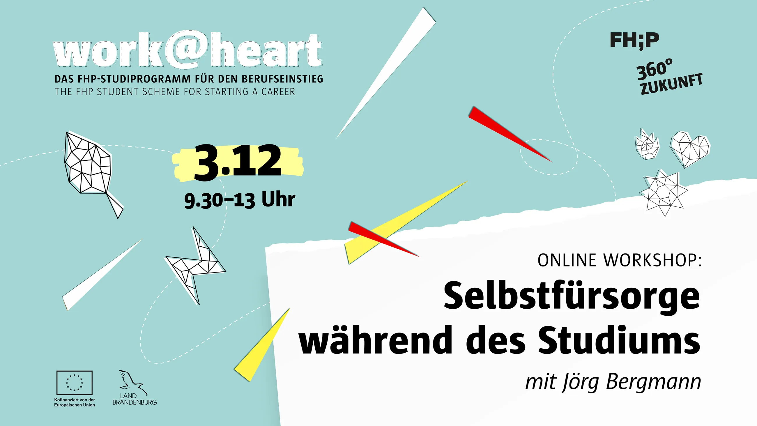 Illustration mit blauem Hintergrund und der Aufschrift "Selbstfürsorge während des Studiums""