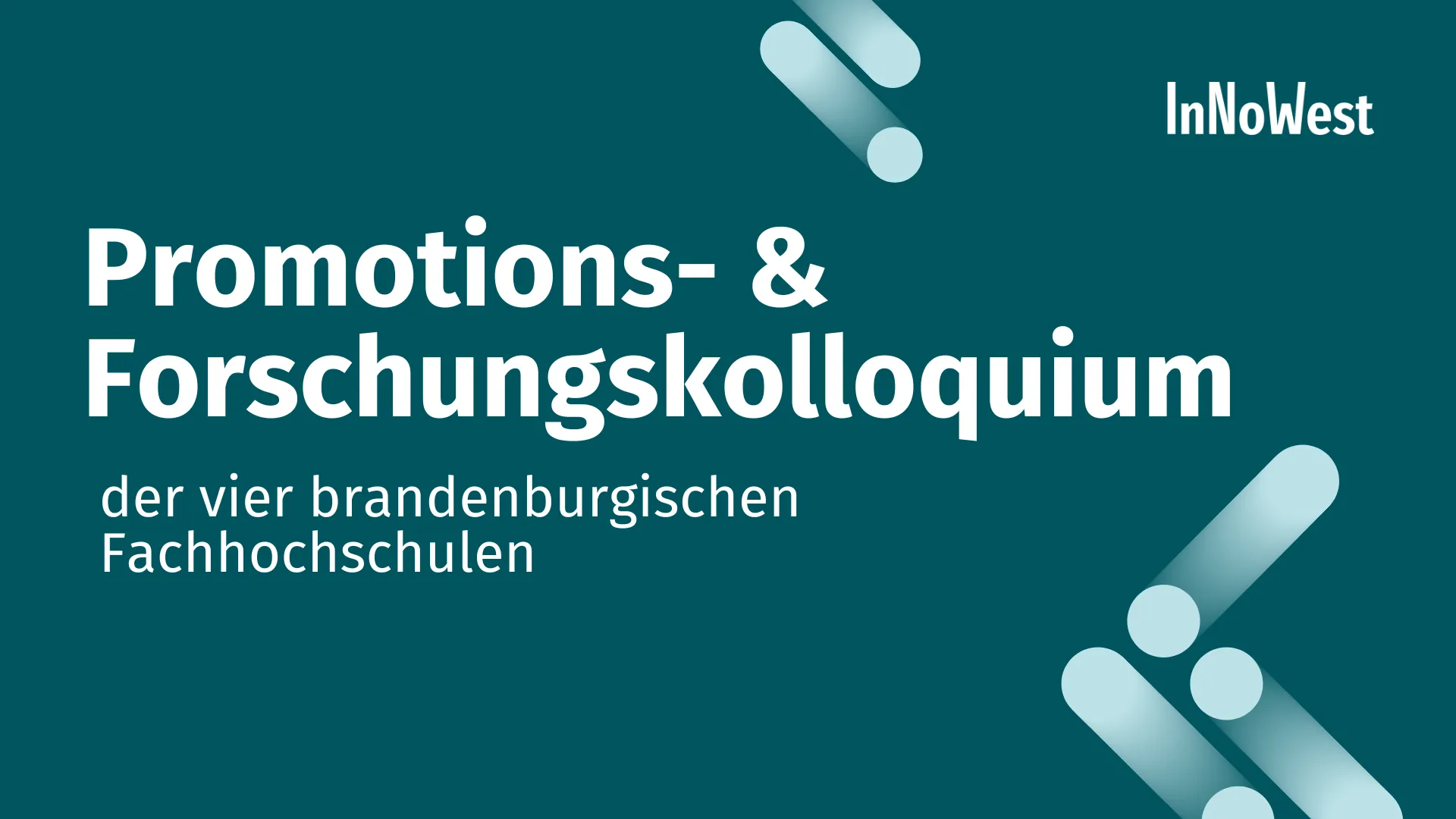 Titel Promotions- und Forschungskolloquium in Weiß vor grünem Hintergrund mit grafischen Elementen