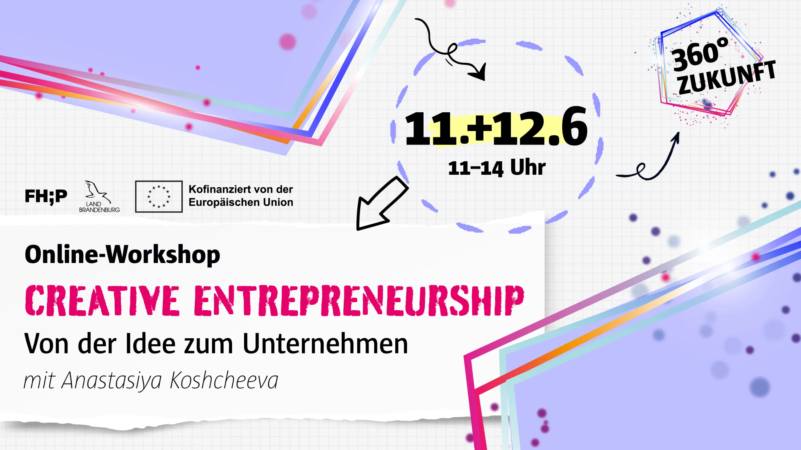 Bunte Illustration im Schulblockdesign mit der Aufschrift Creative Entrepreneurship