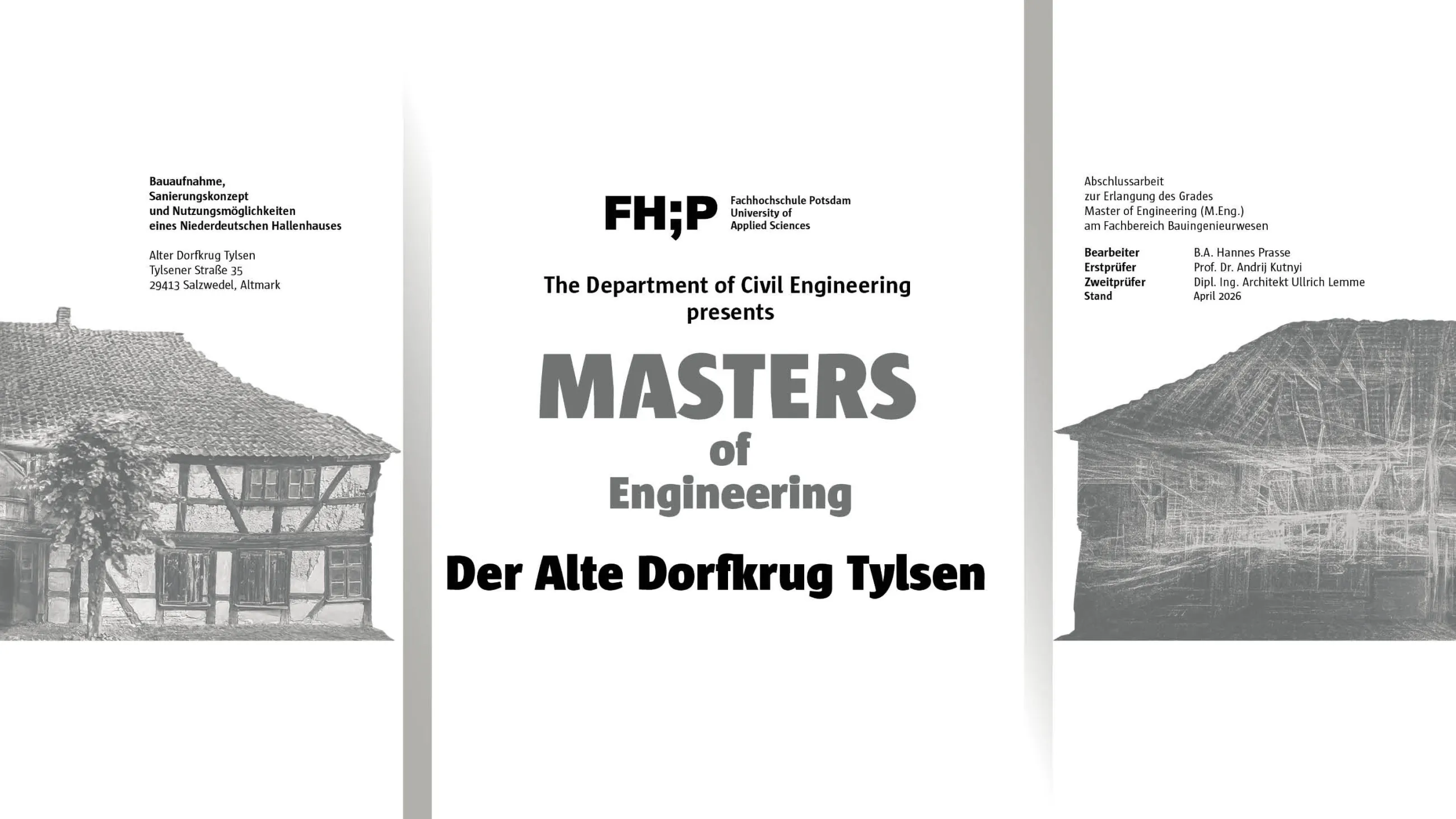 Titelbild der Masterarbeit "Alter Dorfkrug Tylsen"