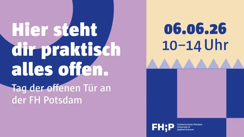 Keyvisual des Tags der offenen Tür mit Symbolen der Fachbereiche STADT | BAU | KULTUR, Bauingenieurwesen und Informationswissenschaften