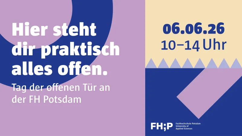 Keyvisual des Tags der offenen Tür mit Symbolen der Fachbereiche STADT | BAU | KULTUR, Design und Informationswissenschaften