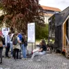Blick auf das FHP Mobil beim Potsdamer Tag der Wissenschaften 2022 mit den Projekten Any-Cubes, katalog.equipment und precycle