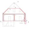 Verformungsbild im Schnitt des Wohnhauses mit Schiefstellungen der Wände, Durchhang der Decke und Verformung im Dach